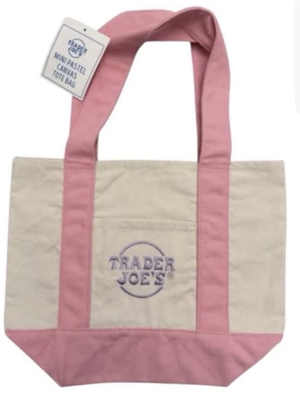 Trader Joe's Mini Canvas Tote with Pink Trim